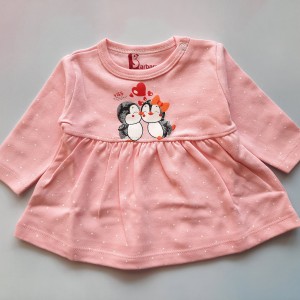 تیشرت آستین بلند پنگوئن صورتی باربارا