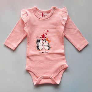 بادی آستین بلند پنگوئن صورتی باربارا