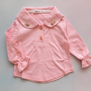 بلوز یقه ب ب گلدار صورتی آنیل