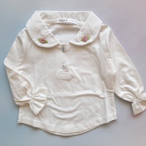 بلوز یقه ب ب گلدار شیری آنیل