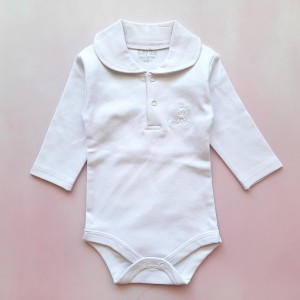 بادی آستین بلند سفید یقه دار بیبی وان