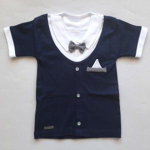 تیشرت آستین کوتاه سرمه ای پاپیون کوکالو