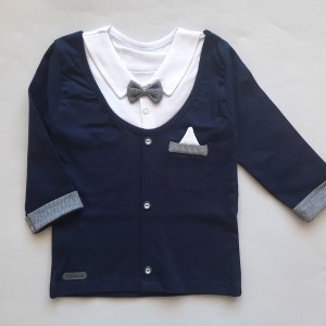 تیشرت آستین بلند سرمه ای پاپیون کوکالو