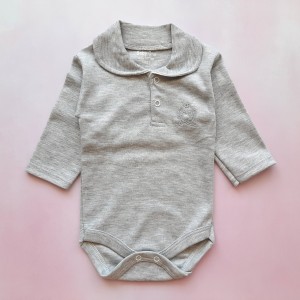 بادی آستین بلند طوسی یقه دار بیبی وان