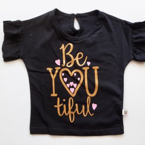 تیشرت آستین کوتاه دخترانه مشکی وچیون