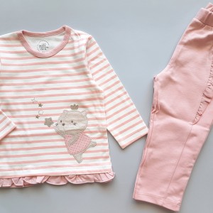 ست آستین بلند شلوار بالرین نیلی