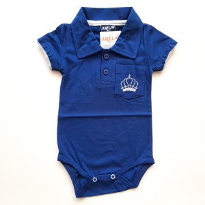 بادی آستین کوتاه یقه دار سرمه ای آنیل