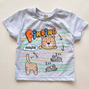 تیشرت آستین کوتاه ببر طوسی