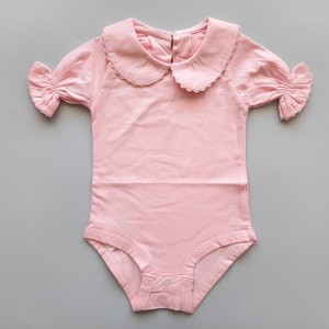 بادی آستین کوتاه یقه ب ب صورتی آنیل