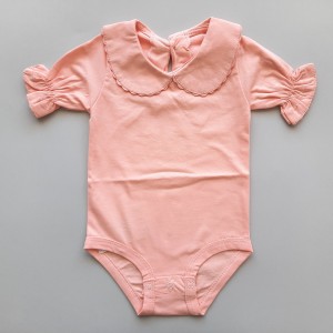 بادی آستین کوتاه یقه ب ب گلبهی آنیل