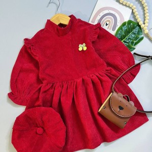 پیراهن و کلاه یلدایی مخمل کبریتی آنیل