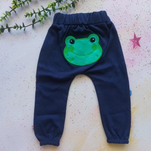 شلوار گلدوزی قورباغه سرمه ای وچیون