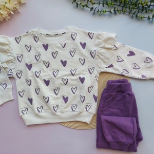 بلوز و شلوار دورس قلب بنفش kids