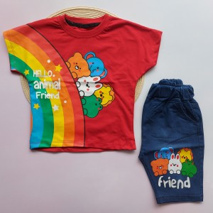 تیشرت و شلوارک رنگین کمان قرمز kids
