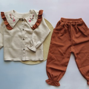 شومیز گلدوزی و شلوار مجلسی آجری kids