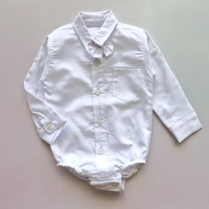 بادی آستین بلند پاپیون دار سفید آنالی