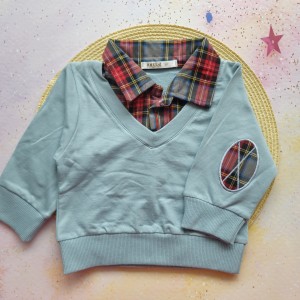 بلوز دورس یقه کشمیر آبی آنیل