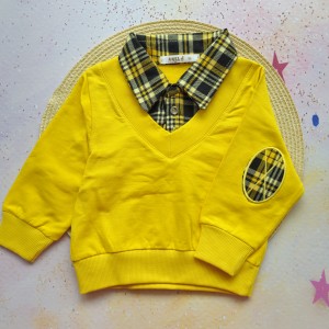 بلوز دورس یقه کشمیر زرد آنیل