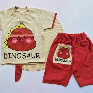 تیشرت و شلوارک دایناسور دم دار قرمز kids