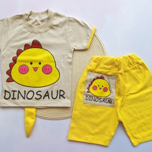 تیشرت و شلوارک دایناسور دم دار زرد kids