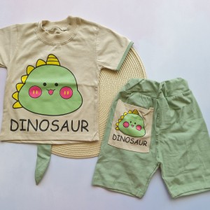 تیشرت و شلوارک دایناسور دم دار سبز روشن kids