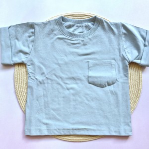 تیشرت آستین کوتاه تک جیب ساده آبی امیرکوچولو