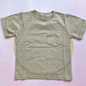 تیشرت آستین کوتاه تک جیب ساده سبز امیرکوچولو