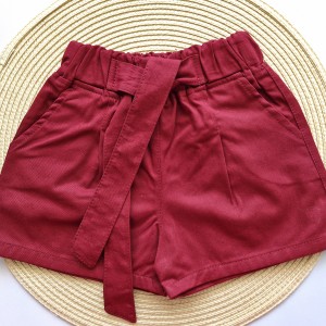 شلوارک کتان زرشکی امیرکوچولو