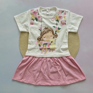 پیراهن دخترک دامن صورتی kids