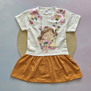 پیراهن دخترک دامن نارنجی kids