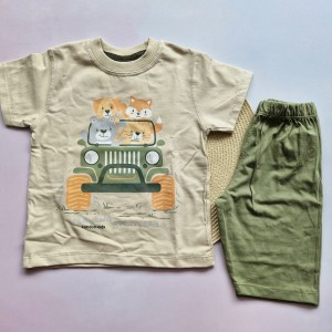 تیشرت و شلوارک حیوانات جیپ سوار کرم kids