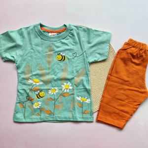 تیشرت و شلوارک گندمزار سبزآبی kids