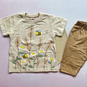 تیشرت و شلوارک گندمزار کرم kids