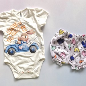 بادی آستین کوتاه و شورت خرگوش ماشین سوار شیری وچیون