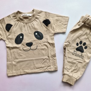 تیشرت شلوارک پاندا کرم آنیل