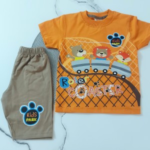 تیشرت و شلوارک شهربازی نارنجی kids