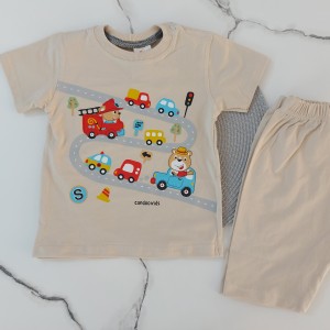 تیشرت و شلوارک جاده کرمی kids
