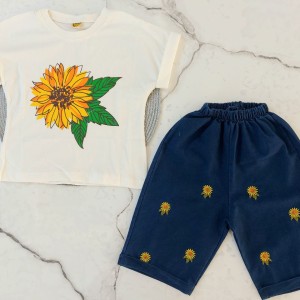 تیشرت شلوارک آفتابگردون سفید kids