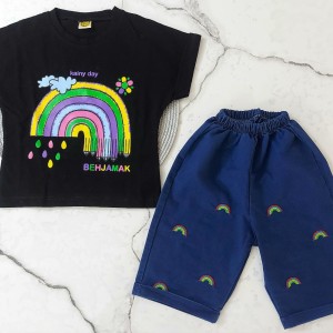 تیشرت شلوارک رنگین کمان مشکی kids