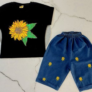 تیشرت شلوارک آفتابگردون مشکی kids