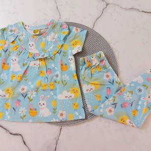 ست تیشرت شلوار راحتی یقه چیندار خرگوش kids