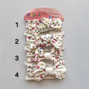 هدبند گره ای گل گلی سفید پاپک