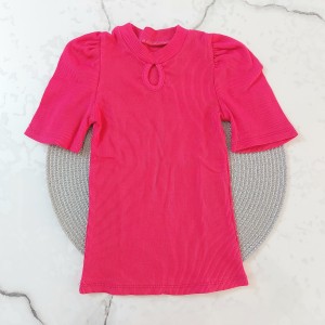 تیشرت آستین چین دار سرخابی kids