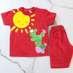 تیشرت و شلوارک کاکتوس قرمز kids