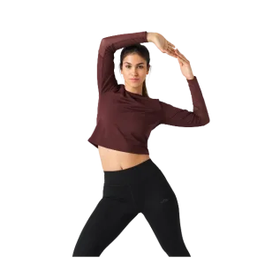 تیشرت کراپ زنانه سماقی کریویت CRIVIT LONG SLEEVE SPORTS TOP