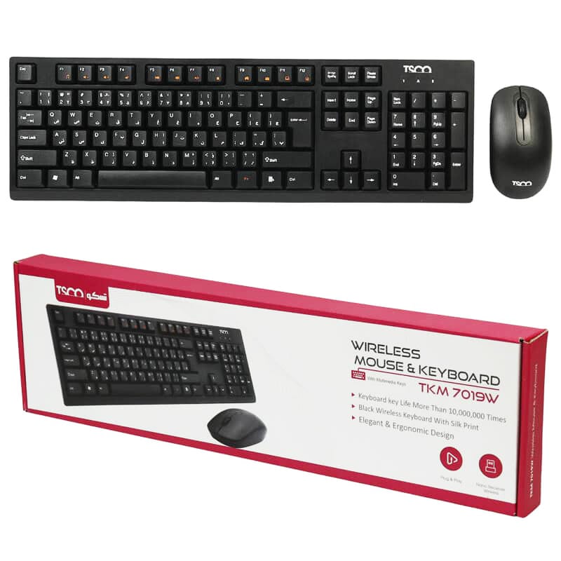 موس و کیبورد بی سیم تسکو TSCO TKM 7019W