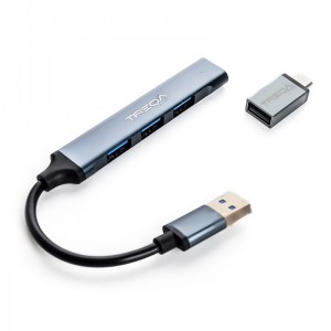 هاب 4 پورت USB 3.0 + تبدیل تایپ سی ترکا TREQA مدل USB-3