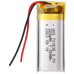 باتری لیتیومی آدامسی مدل 701535 سایز 8*15*35 میلی متر ظرفیت 320 میلی آمپر