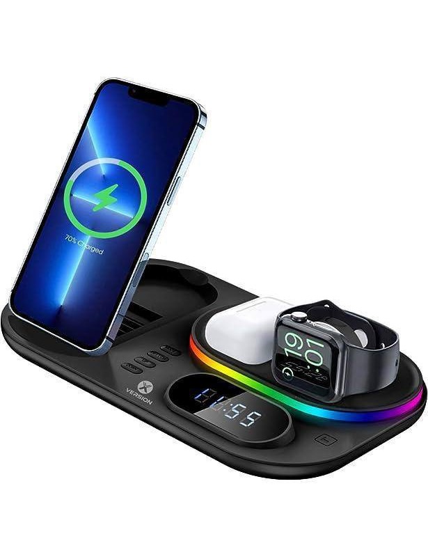 شارژر بی سیم چندکاره و ساعت رومیزی دیجیتال  A06