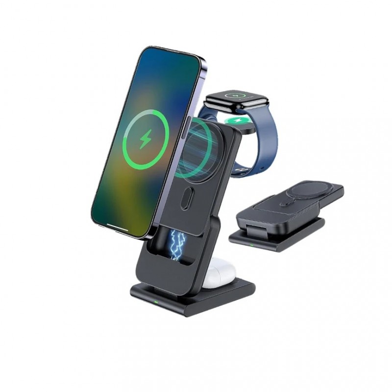 پاوربانک مگ‌سیف 3 در 1 با شارژ بی‌سیم همزمان سه دستگاه  گوشی هوشمند، ایرپاد و ساعت هوشمند (اپل واچ و سامسونگ)